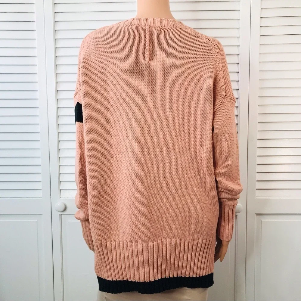 360 SWEATER Pink V-Neck Knit Pullover Sweater Size Medium